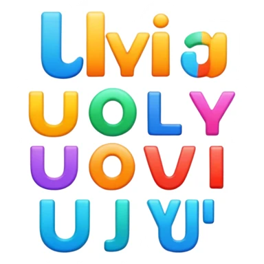word UYI in bold colorful font as single unit sticker
