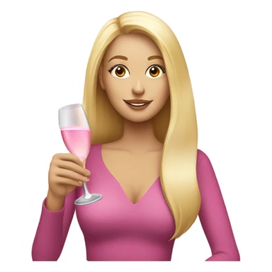 Pretty blonde lady with long hair drinking pink champagne sticker