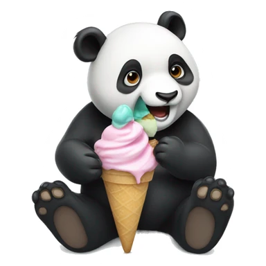 Panda eating ice cream sticker