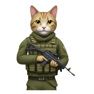 Cat soldier with ak in hand sticker
