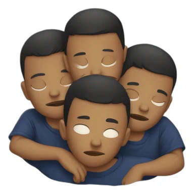 team of sad boys huging eachother sticker
