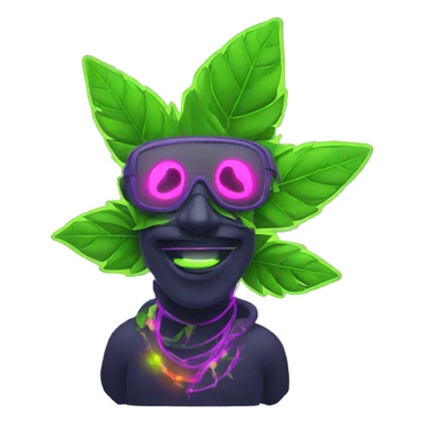 420. neon raving person smoking. dancing raver, hemp leaves sticker