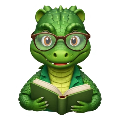 kitap okuyan timsah sticker