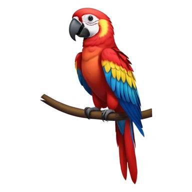 cinematic-macaw-realistic-full-body-standing-emoji,-vibrant-feathers-glowing-with-rich-reds,-blues,-and-yellows,-head-tilted-dramatically,-curved-black-beak-gleaming,-piercing-dark-eyes-exuding-confidence,-simplified-yet-realistic-focused sticker
