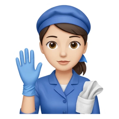 Cleaner + blue gloves + rag, Cafe staff. sticker