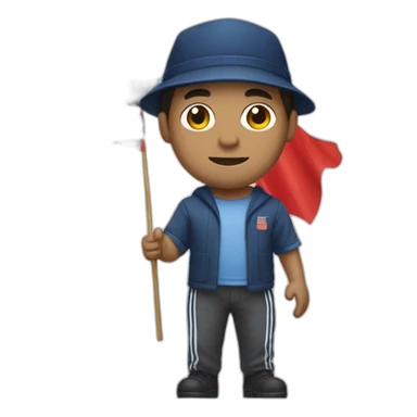 Man in Yale university hat holding Vietnam flag sticker