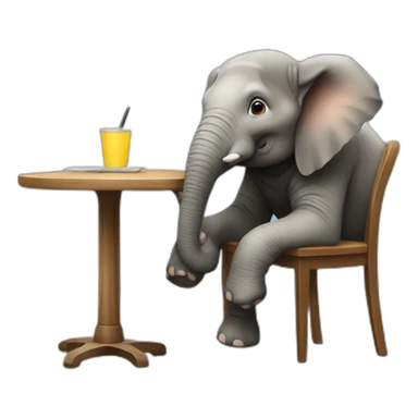 elephant seat at the table with computer sticker