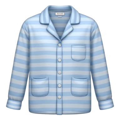 emoji of an isolated striped pajama top, light grey and pastel blue vertical stripes, button-down long sleeves, neatly folded flat-lay, no person, no body, no mannequin, cozy winter nightwear mood, soft shading, clean simple shape sticker
