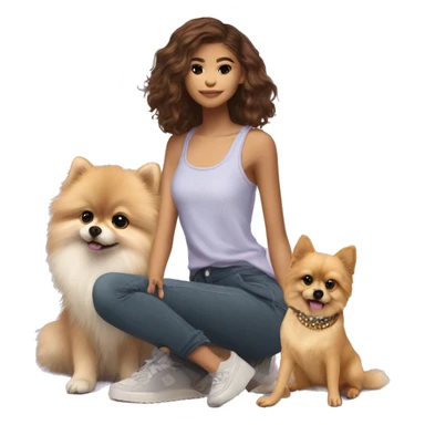 Zendaya usando ropa lila y un Pomeranian sticker