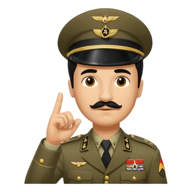A man in German World war 2 in uniform have his arm Fully extended outward with all of his his fingers strait and outward. He has black hair in a side part, mid 50’s and has a small square mustache sticker