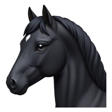 Cinematic Noble Black Horse Portrait Emoji, Poised and regal, with a strong, athletic build and a sleek, well-groomed jet-black fur, deep-set soulful dark eyes, Simplified yet sharp and sophisticated features, highly detailed, glowing with a soft, dignified glow, high shine, intelligent and commanding, stylized with an air of mysterious grace, focused and attentive, soft glowing outline, capturing the essence of a watchful and confident steed, so majestic it feels as though it could gallop out of the screen with effortless authority! sticker