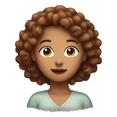 Woman with brown a bit curly hair hugging herself sticker