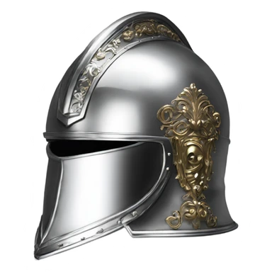 ornate french full-face steel armet helmet chrome sticker