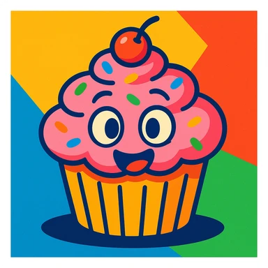 cupcake, bright colors, playful expression sticker