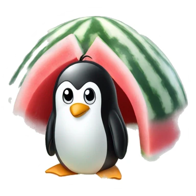 a penguin on a watermelon igloo sticker