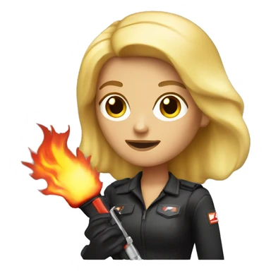 Blonde woman holding flamethrower  sticker