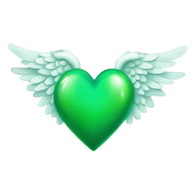 Green heart with angel wings sticker