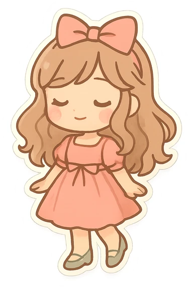 A cute and minimalist sticker of a girl with green shoes, elegant and girly mood, color palette includes pink, beige, and green. sticker