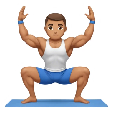 bodybuilder blue short warrior-II yoga pose sticker