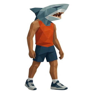 sports person in sneakers with a shark head sticker