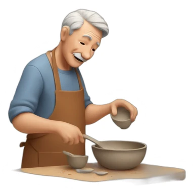 old man making dishes from clay sticker