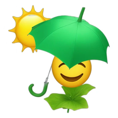 the sun with a green umbrella sticker