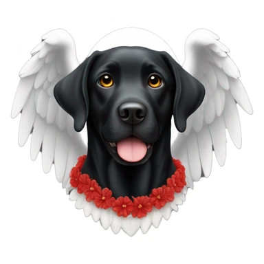 Black Labrador dog with red color and white angel wings sticker