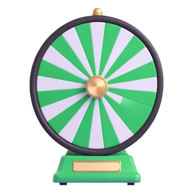 spinning prize wheel with alternating green and white sections sticker