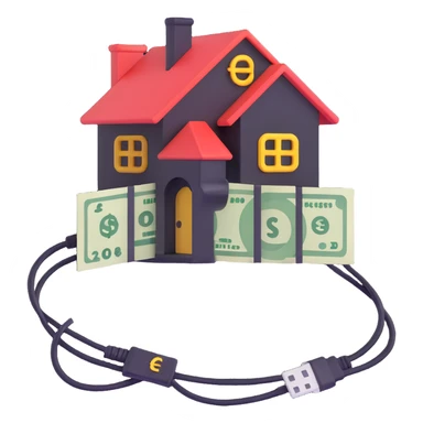 extension cable with a money sign and a house together, playful style sticker