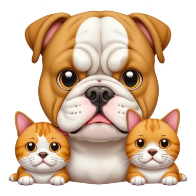 Bulldog with two cats  sticker