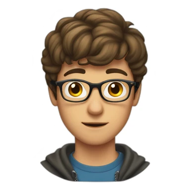 short-haired, brown-haired young man wearing glasses unable to put a key in the lock of a door sticker