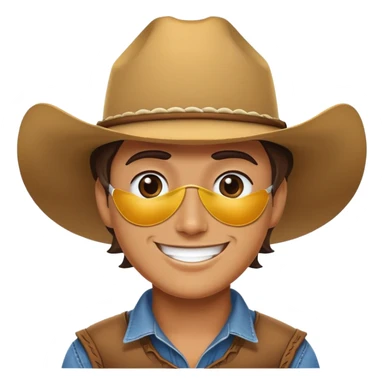 Character with white eye patch and cowboy hat sticker