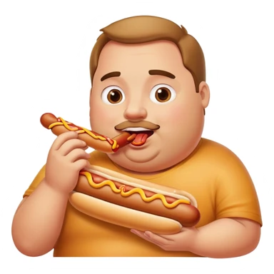 Fat guy eating hotdog sticker
