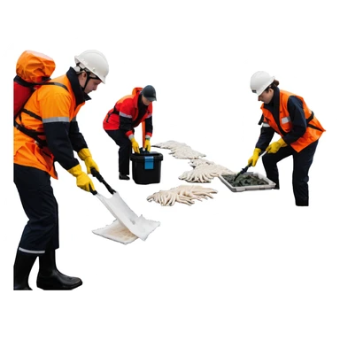 Marine geologists on ship deck battling stormy seas while retrieving ocean floor samples sticker