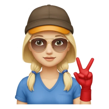 Blonde gangsta girl with sunglasses and backwards hat pulling hand sign sticker