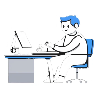 Person sitting at desk with proper ergonomic posture sticker