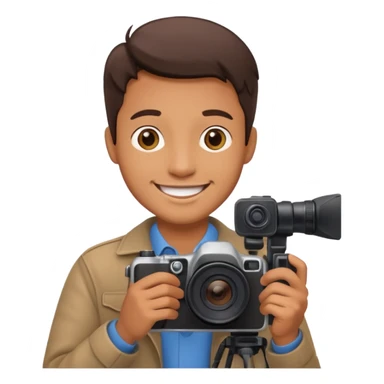 Camera man with camera with stand sticker