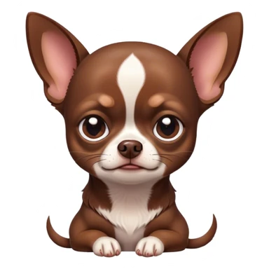 Cinematic Meme-Worthy Grumpy Chocolate Short Haired Chihuahua Portrait Emoji, Head held high but eyes filled with dramatic disappointment, smooth chocolate fur with a deep, rich tone, deeply furrowed brow forming an unmistakable scowl, floppy ears slightly angled back in disapproval, piercing dark eyes glaring with pure exasperation, Simplified yet hilariously over-exaggerated features, highly detailed, glowing with an aura of supreme annoyance, high shine, exhausted yet judgmental, stylized with an almost regal pettiness, bright but brooding, soft glowing outline, capturing the essence of a pup that has seen it all and is thoroughly unimpressed, so meme-worthy it feels like it could instantly become the next viral sensation of grumpiness! sticker