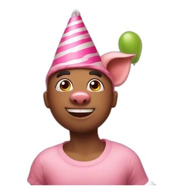 Birthday party spirit but wearing pig hat sticker