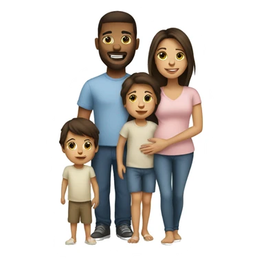 Brunette Family with toddler and baby  sticker