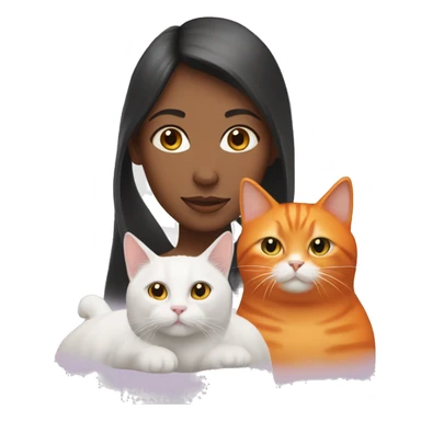 girl with two cats, one orange cat and one white cat sticker