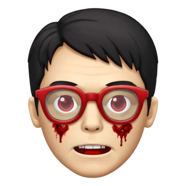 zombie black hair with big red glasses sticker