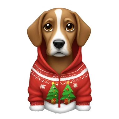 dog wearing a christmas hoodie sticker