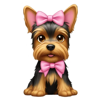 A Yorkie pooh with a pink bow  sticker