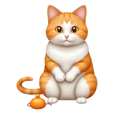 cat full body sitting playing with a toy mouse sticker
