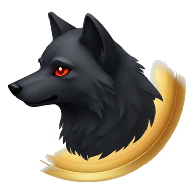 black Wolf, red eyes, golden rims sticker