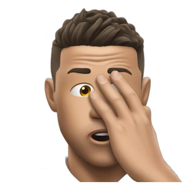 Ronaldo shocked with is two hand on his face sticker