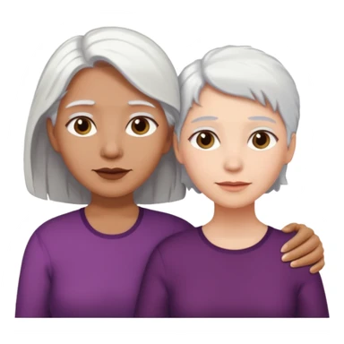 Madre con pelo blanco y hija adulta morena sticker