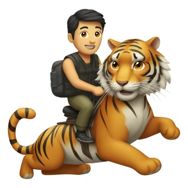 A Chinese guy riding a tiger  sticker
