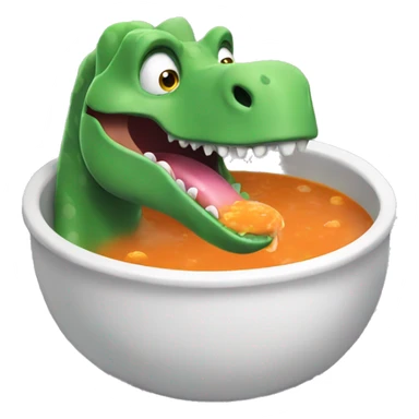 Dinosaur in a pool eating soup sticker